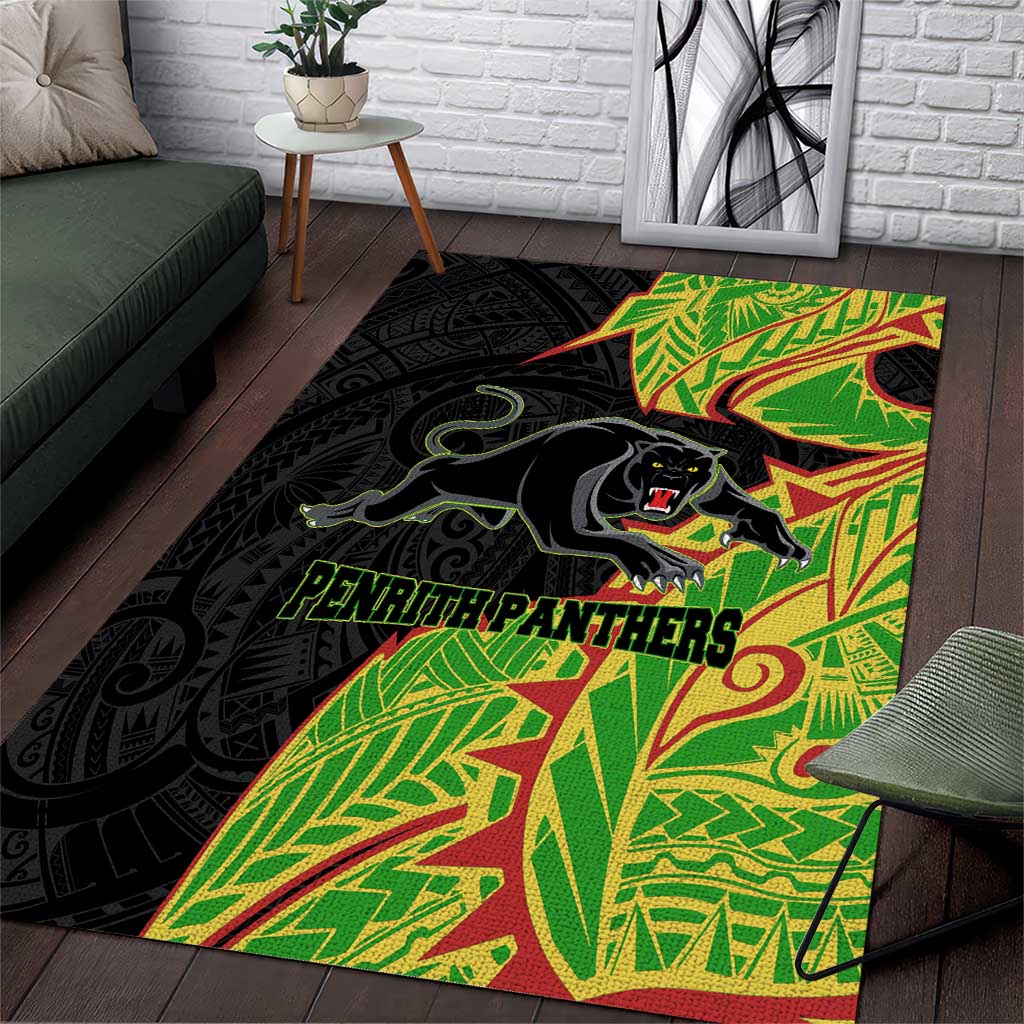 Penrith Panthers Area Rug Polynesian Tribal Tattoo Pacific Sport Art