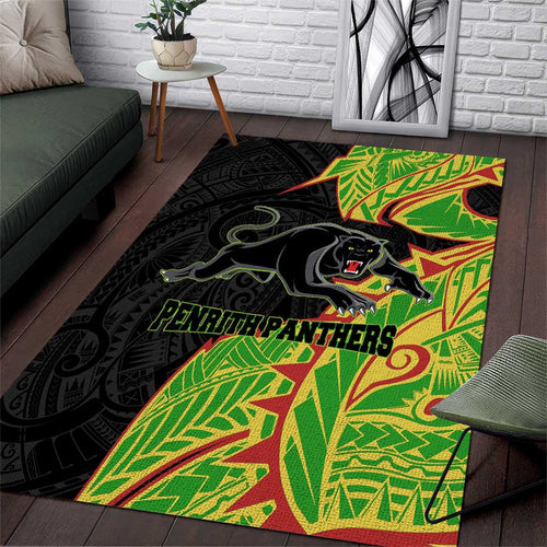 Penrith Panthers Area Rug Polynesian Tribal Tattoo Pacific Sport Art