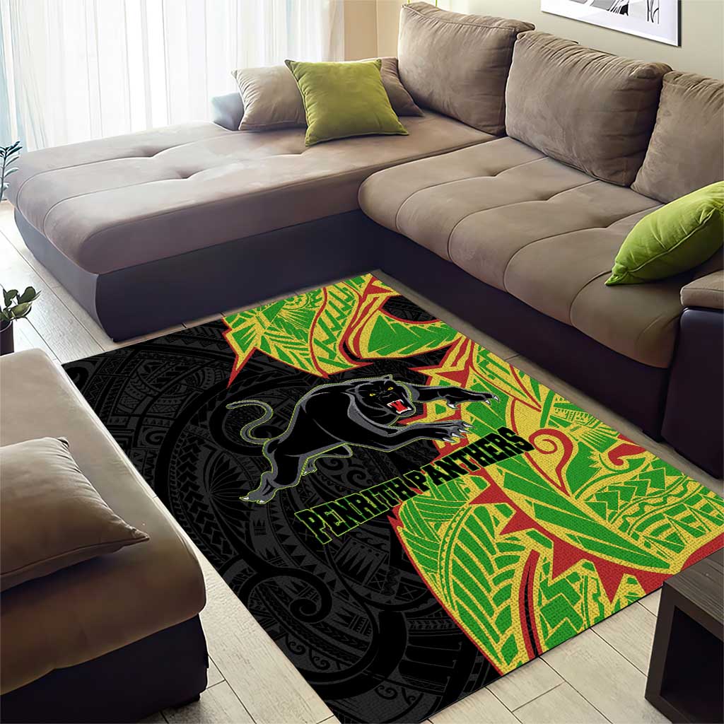 Penrith Panthers Area Rug Polynesian Tribal Tattoo Pacific Sport Art