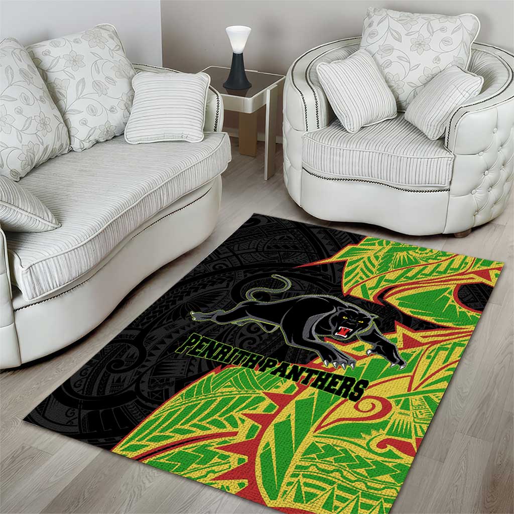 Penrith Panthers Area Rug Polynesian Tribal Tattoo Pacific Sport Art