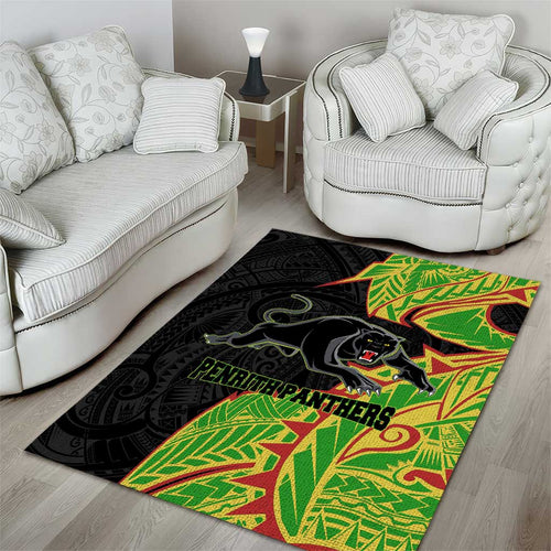 Penrith Panthers Area Rug Polynesian Tribal Tattoo Pacific Sport Art