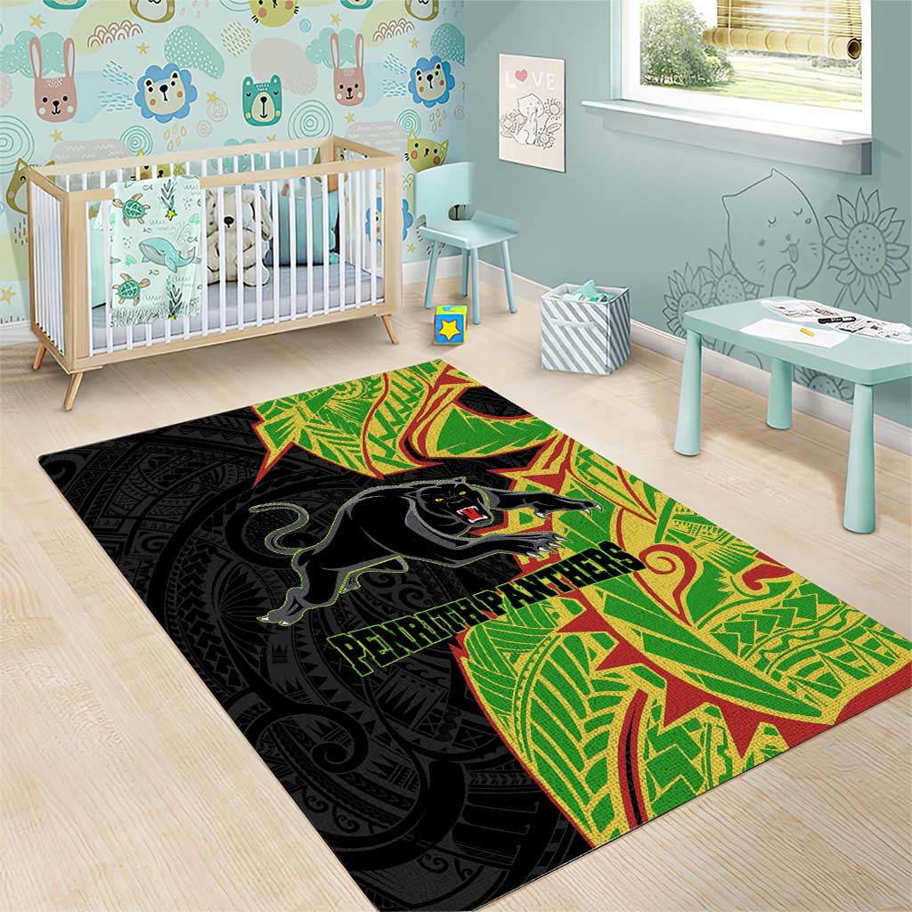 Penrith Panthers Area Rug Polynesian Tribal Tattoo Pacific Sport Art