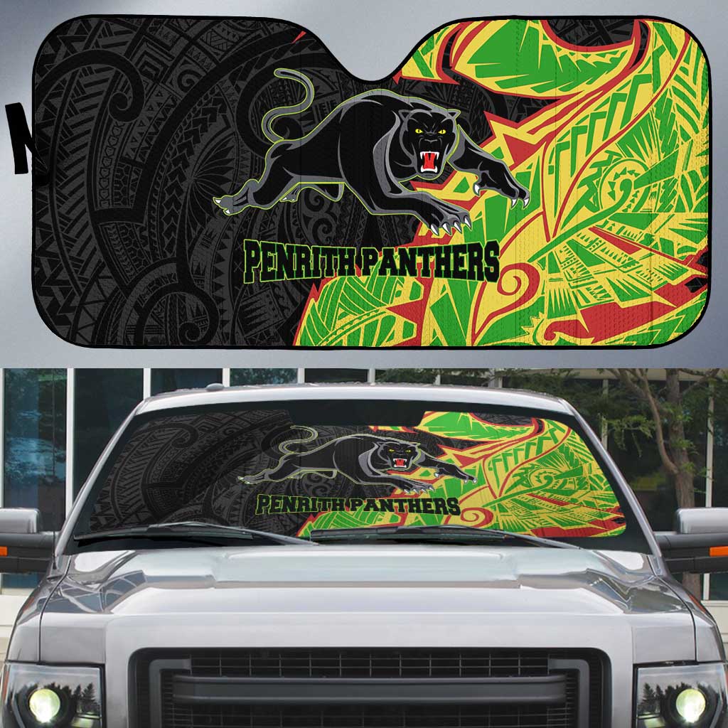 Penrith Panthers Auto Sun Shade Polynesian Tribal Tattoo Pacific Sport Art