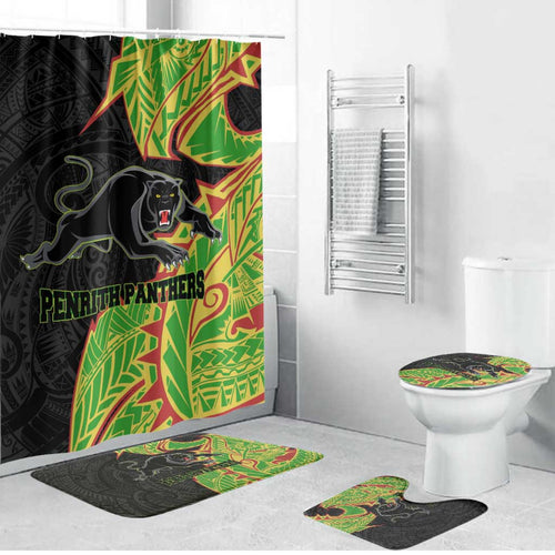 Penrith Panthers Bathroom Set Polynesian Tribal Tattoo Pacific Sport Art