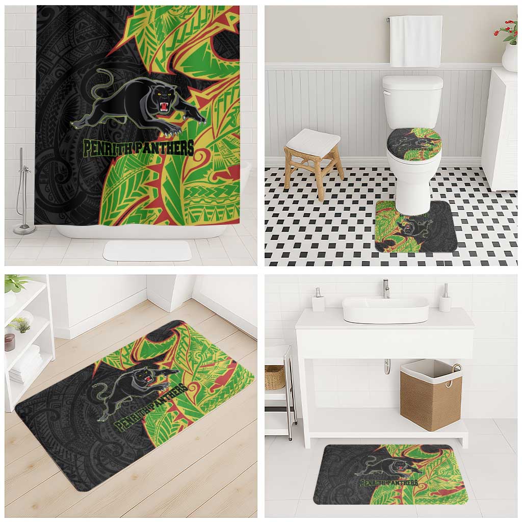Penrith Panthers Bathroom Set Polynesian Tribal Tattoo Pacific Sport Art