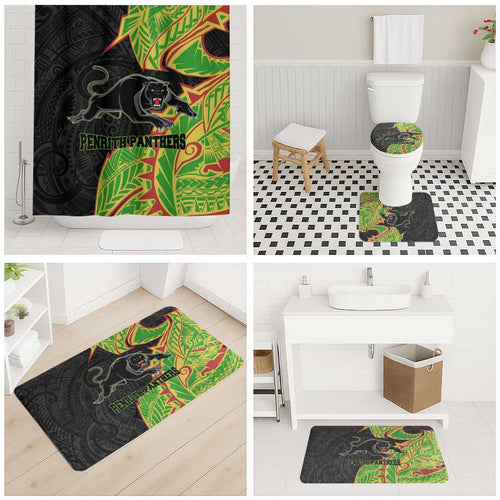 Penrith Panthers Bathroom Set Polynesian Tribal Tattoo Pacific Sport Art