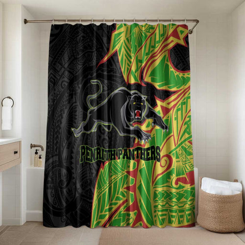 Penrith Panthers Bathroom Set Polynesian Tribal Tattoo Pacific Sport Art