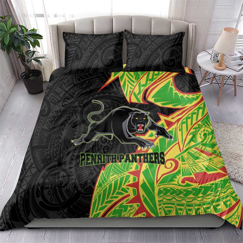 Penrith Panthers Bedding Set Polynesian Tribal Tattoo Pacific Sport Art