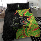 Penrith Panthers Bedding Set Polynesian Tribal Tattoo Pacific Sport Art