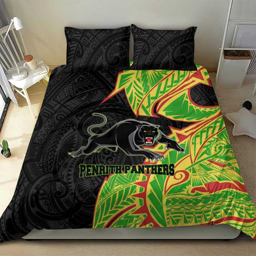 Penrith Panthers Bedding Set Polynesian Tribal Tattoo Pacific Sport Art