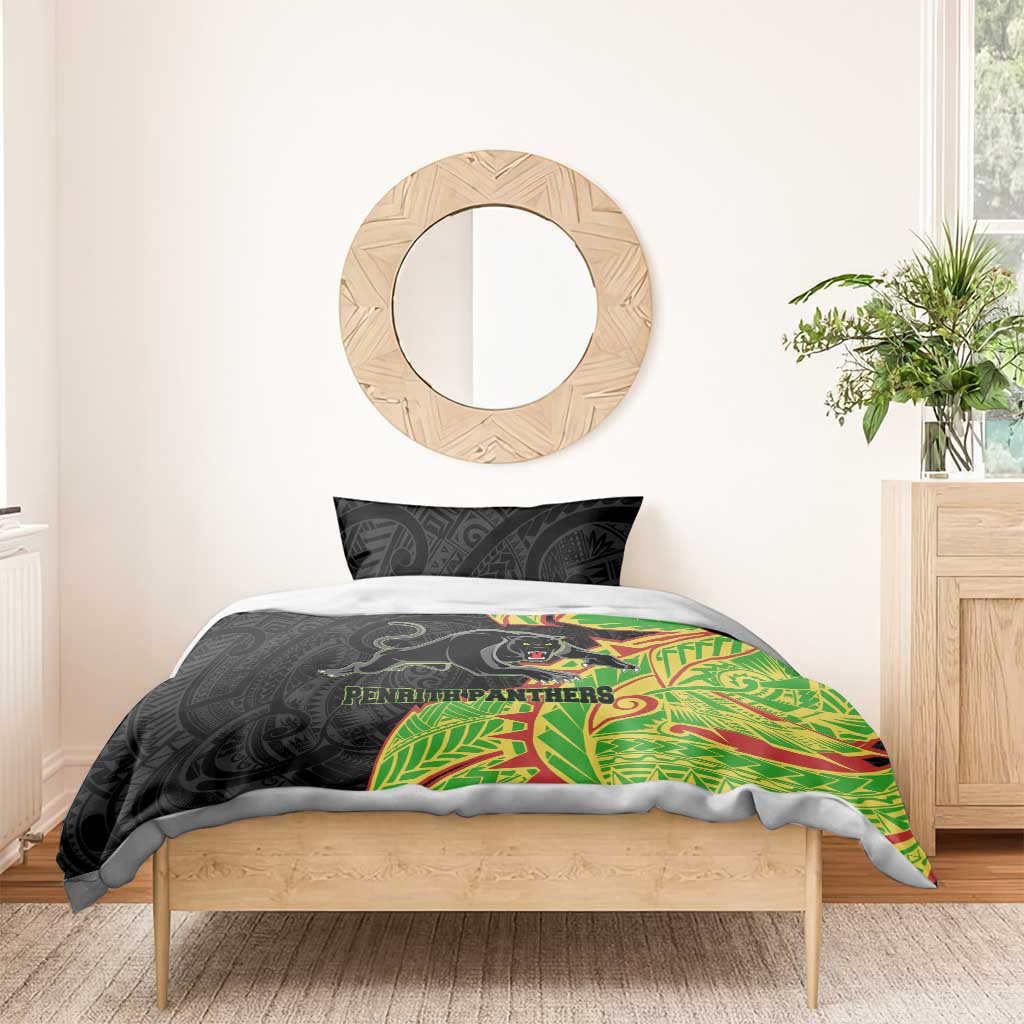 Penrith Panthers Bedding Set Polynesian Tribal Tattoo Pacific Sport Art
