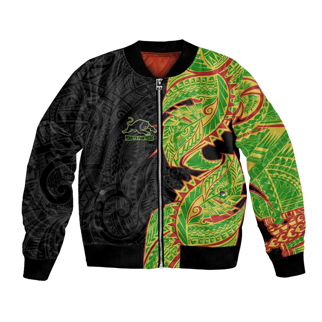Penrith Panthers Bomber Jacket Polynesian Tribal Tattoo Pacific Sport Art