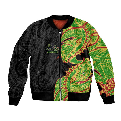 Penrith Panthers Bomber Jacket Polynesian Tribal Tattoo Pacific Sport Art
