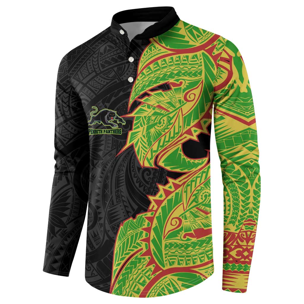 Penrith Panthers Button Sweatshirt Polynesian Tribal Tattoo Pacific Sport Art