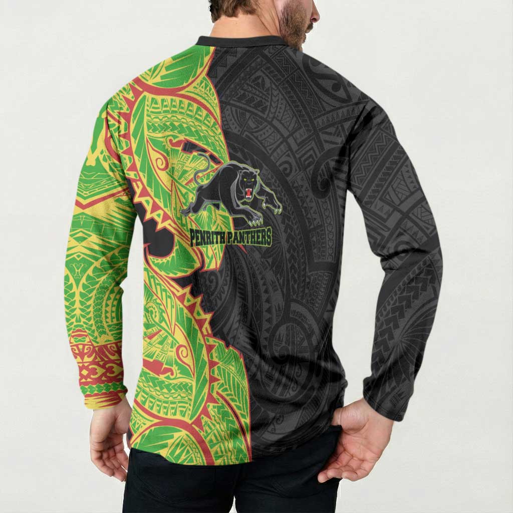 Penrith Panthers Button Sweatshirt Polynesian Tribal Tattoo Pacific Sport Art