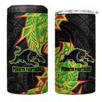 Penrith Panthers 4 in 1 Can Cooler Tumbler Polynesian Tribal Tattoo Pacific Sport Art