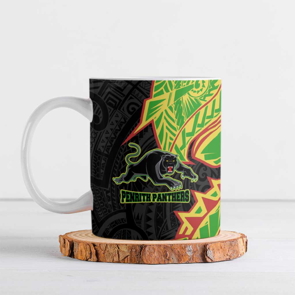 Penrith Panthers Ceramic Mug Polynesian Tribal Tattoo Pacific Sport Art