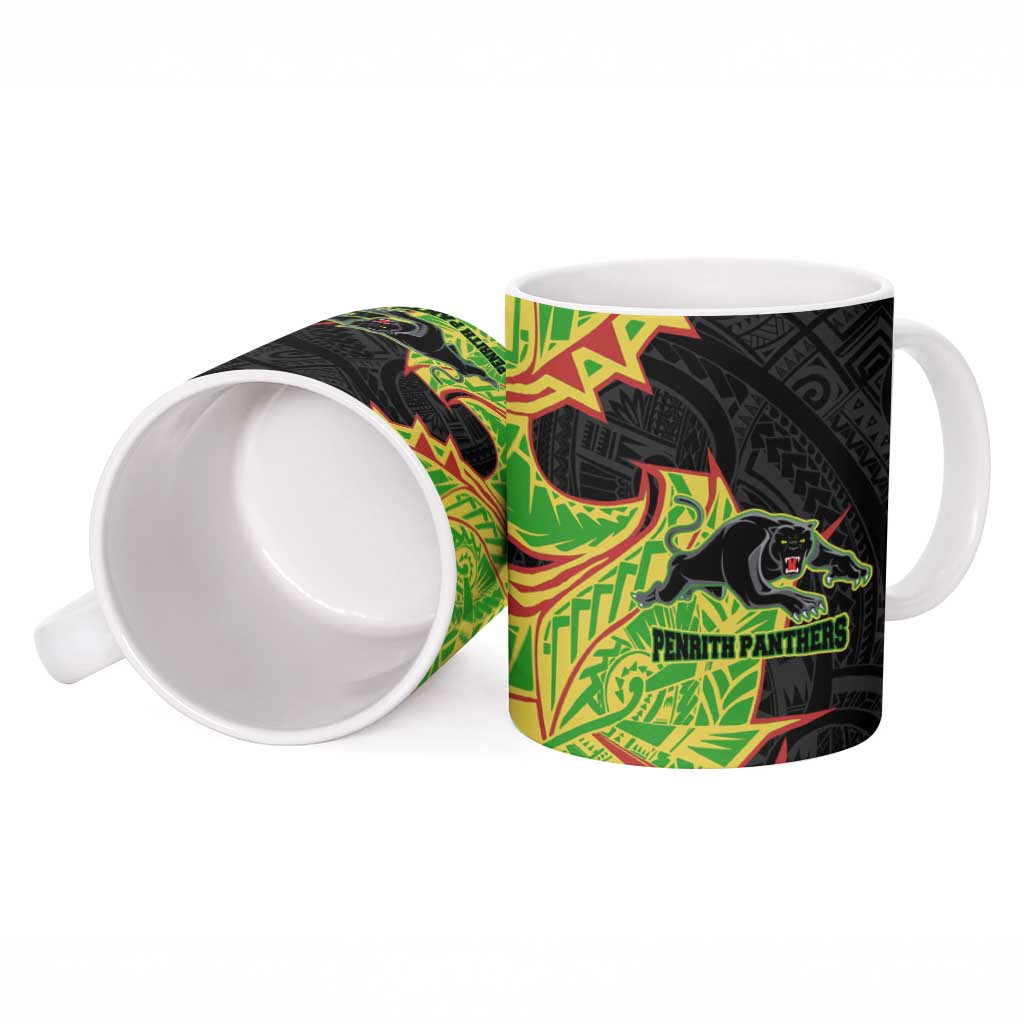 Penrith Panthers Ceramic Mug Polynesian Tribal Tattoo Pacific Sport Art