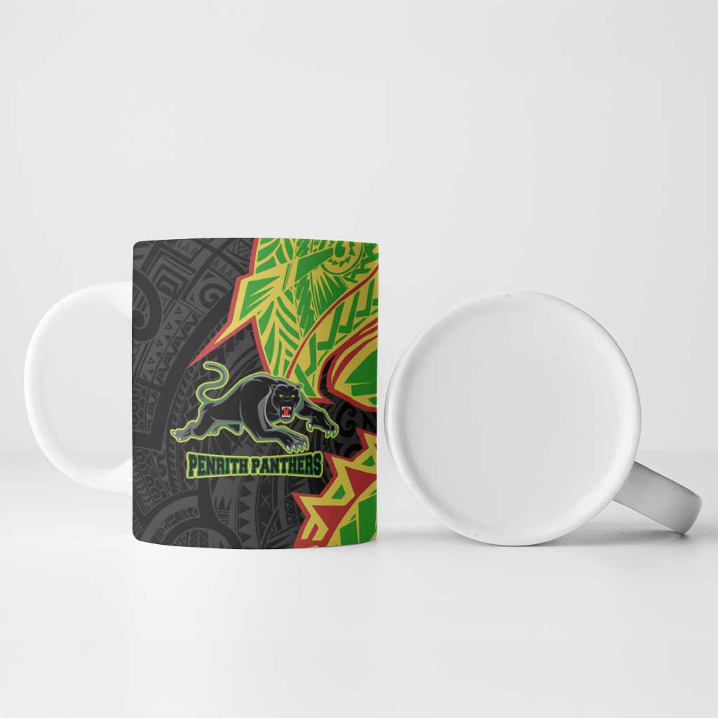 Penrith Panthers Ceramic Mug Polynesian Tribal Tattoo Pacific Sport Art