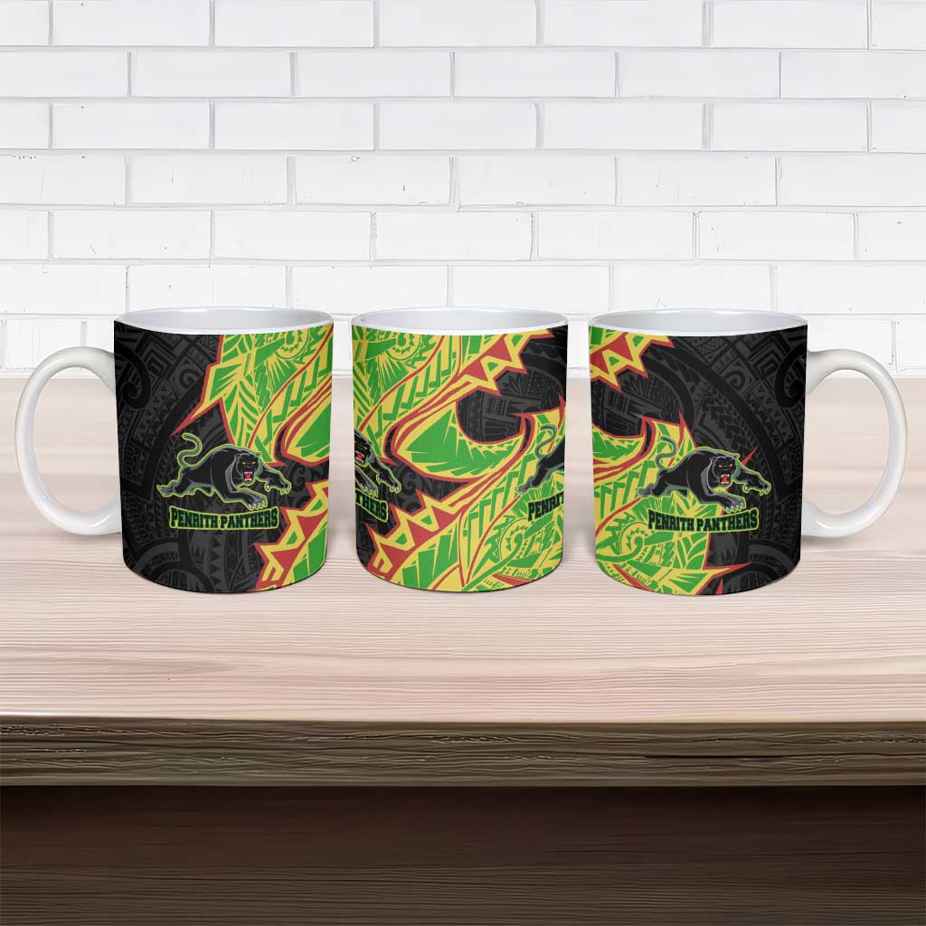 Penrith Panthers Ceramic Mug Polynesian Tribal Tattoo Pacific Sport Art