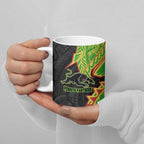 Penrith Panthers Ceramic Mug Polynesian Tribal Tattoo Pacific Sport Art