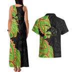 Penrith Panthers Couples Matching Tank Maxi Dress and Hawaiian Shirt Polynesian Tribal Tattoo Pacific Sport Art