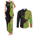 Penrith Panthers Couples Matching Tank Maxi Dress and Long Sleeve Button Shirt Polynesian Tribal Tattoo Pacific Sport Art