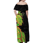 Penrith Panthers Family Matching Off Shoulder Maxi Dress and Hawaiian Shirt Polynesian Tribal Tattoo Pacific Sport Art
