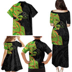 Penrith Panthers Family Matching Puletasi and Hawaiian Shirt Polynesian Tribal Tattoo Pacific Sport Art