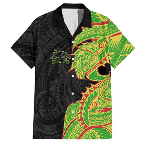 Penrith Panthers Family Matching Summer Maxi Dress and Hawaiian Shirt Polynesian Tribal Tattoo Pacific Sport Art