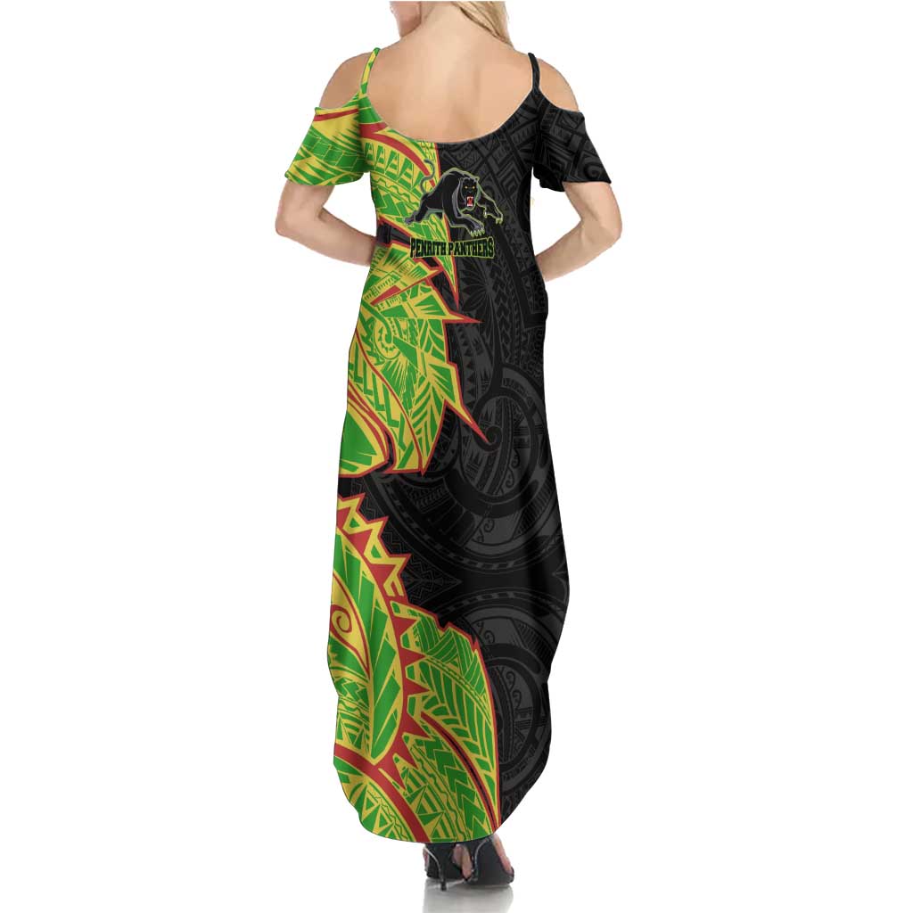 Penrith Panthers Family Matching Summer Maxi Dress and Hawaiian Shirt Polynesian Tribal Tattoo Pacific Sport Art