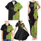 Penrith Panthers Family Matching Tank Maxi Dress and Hawaiian Shirt Polynesian Tribal Tattoo Pacific Sport Art