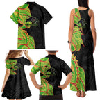 Penrith Panthers Family Matching Tank Maxi Dress and Hawaiian Shirt Polynesian Tribal Tattoo Pacific Sport Art