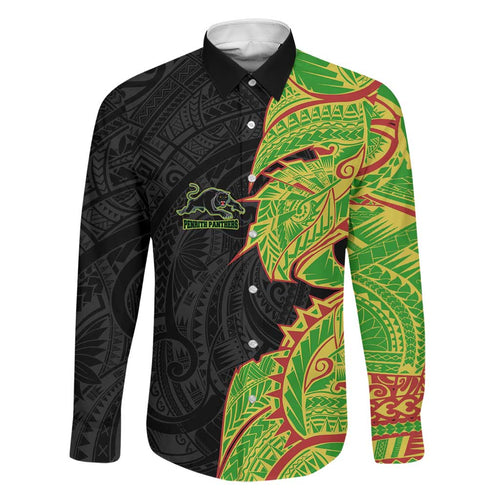 Penrith Panthers Family Matching Tank Maxi Dress and Hawaiian Shirt Polynesian Tribal Tattoo Pacific Sport Art