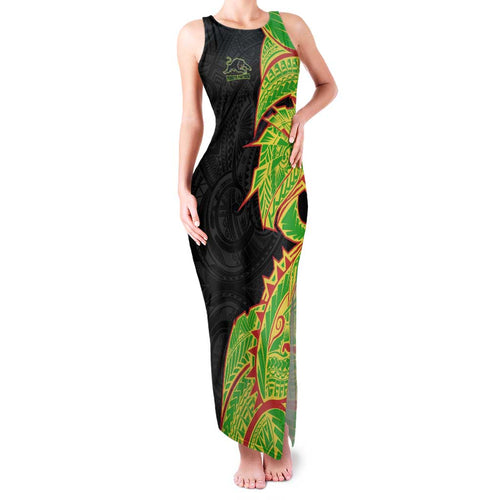 Penrith Panthers Family Matching Tank Maxi Dress and Hawaiian Shirt Polynesian Tribal Tattoo Pacific Sport Art