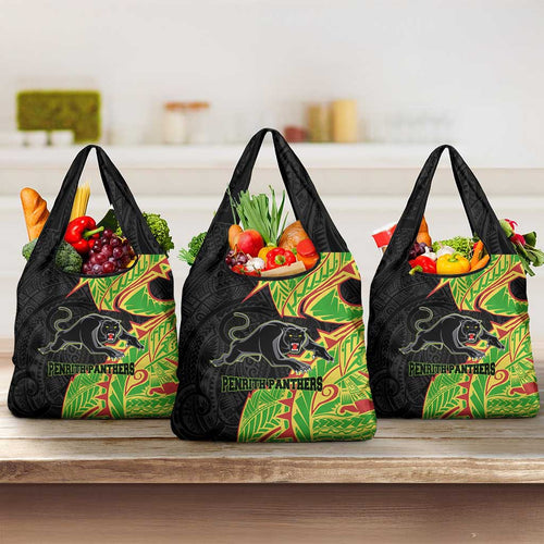 Penrith Panthers Grocery Bag Polynesian Tribal Tattoo Pacific Sport Art