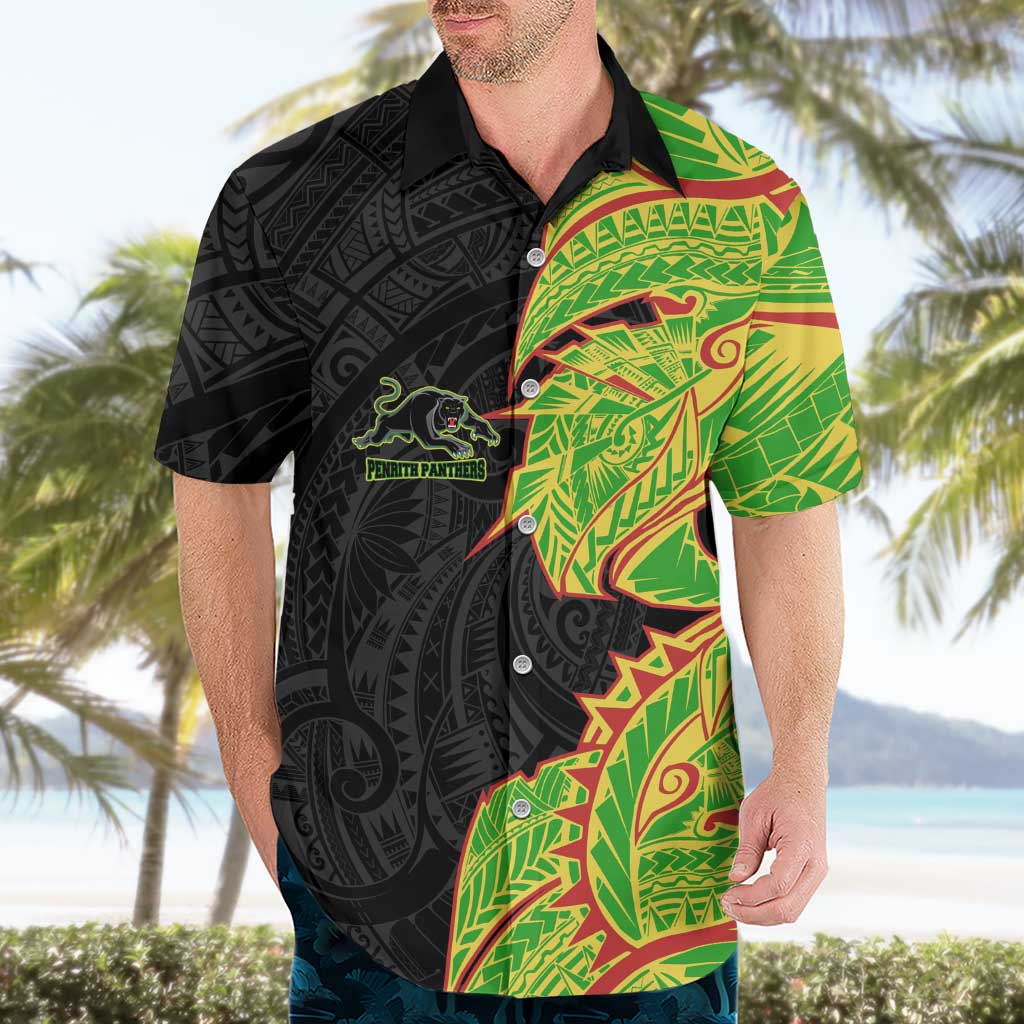 Penrith Panthers Hawaiian Shirt Polynesian Tribal Tattoo Pacific Sport Art