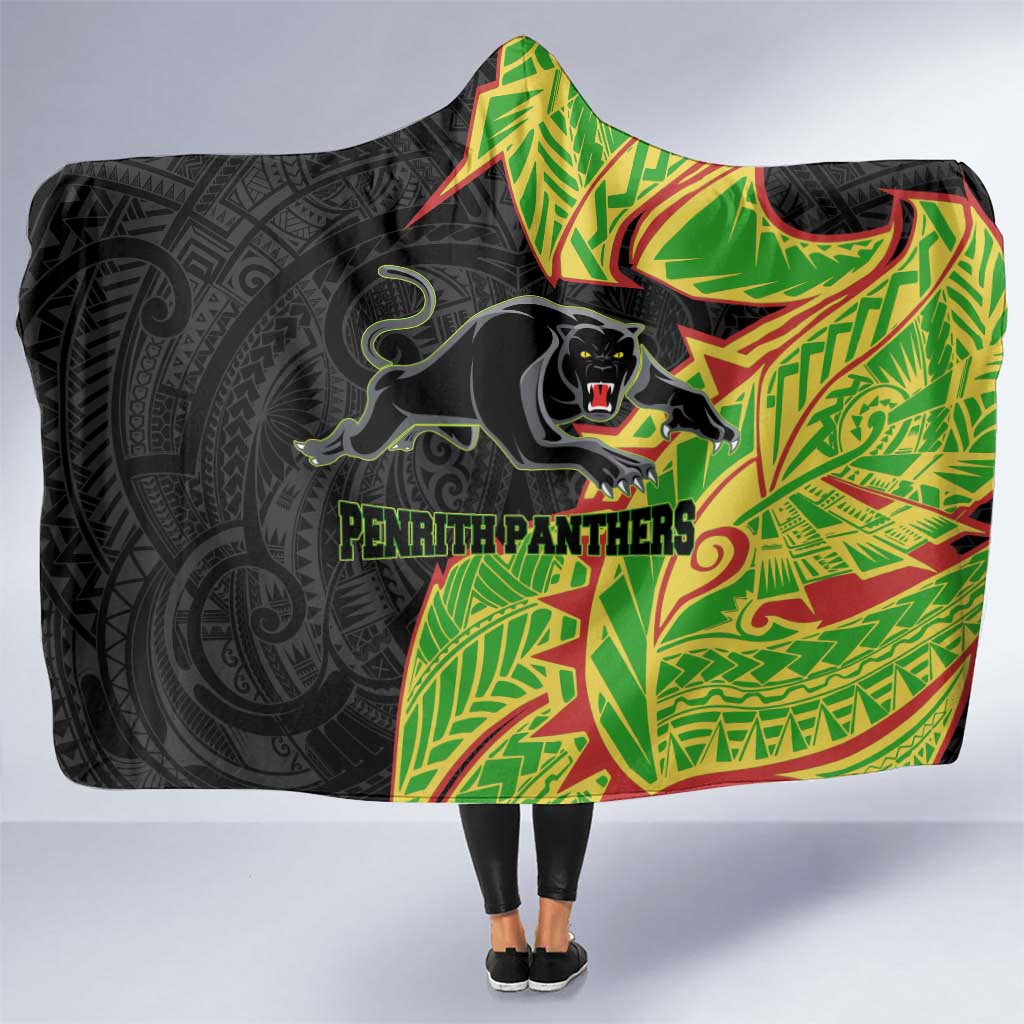 Penrith Panthers Hooded Blanket Polynesian Tribal Tattoo Pacific Sport Art