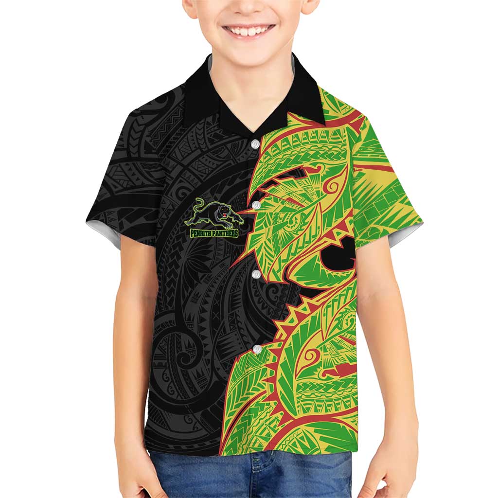 Penrith Panthers Kid Hawaiian Shirt Polynesian Tribal Tattoo Pacific Sport Art