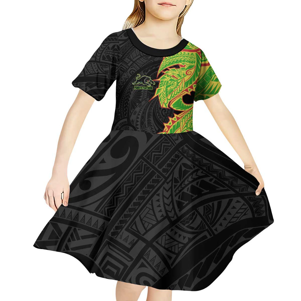 Penrith Panthers Kid Short Sleeve Dress Polynesian Tribal Tattoo Pacific Sport Art