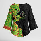 Penrith Panthers Kimono Sleeve Blouse Polynesian Tribal Tattoo Pacific Sport Art