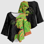 Penrith Panthers Kimono Sleeve Blouse Polynesian Tribal Tattoo Pacific Sport Art