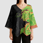 Penrith Panthers Kimono Sleeve Blouse Polynesian Tribal Tattoo Pacific Sport Art