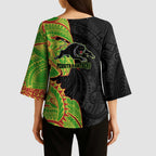 Penrith Panthers Kimono Sleeve Blouse Polynesian Tribal Tattoo Pacific Sport Art