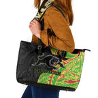 Penrith Panthers Leather Tote Bag Polynesian Tribal Tattoo Pacific Sport Art