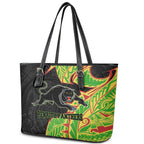 Penrith Panthers Leather Tote Bag Polynesian Tribal Tattoo Pacific Sport Art