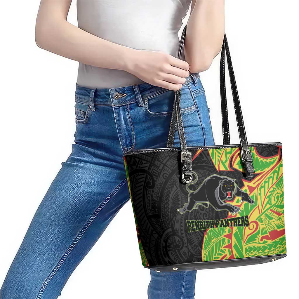 Penrith Panthers Leather Tote Bag Polynesian Tribal Tattoo Pacific Sport Art