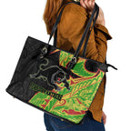Penrith Panthers Leather Tote Bag Polynesian Tribal Tattoo Pacific Sport Art