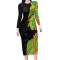 Penrith Panthers Long Sleeve Bodycon Dress Polynesian Tribal Tattoo Pacific Sport Art
