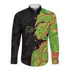 Penrith Panthers Long Sleeve Button Shirt Polynesian Tribal Tattoo Pacific Sport Art